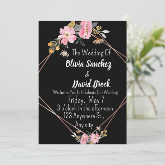 Modern White and Black Simple Wedding Einladung (Stehend Vorderseite)