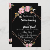 Modern White and Black Simple Wedding Einladung (Vorne/Hinten)