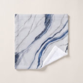 Modern White and Blue Minimalist Marble Badhandtuch Set (Waschlappen)