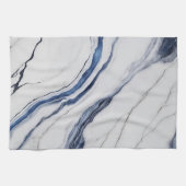 Modern White and Blue Minimalist Marble Geschirrtuch (Horizontal)