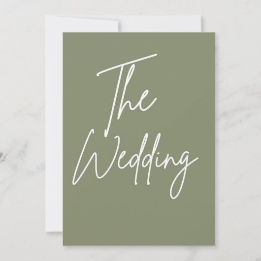 Modern White and Green Simple Wedding Einladung (Rückseite)