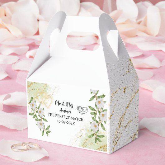 Modern White and Green Watercolor Mr. and Mrs. Geschenkschachtel (Hochzeit)