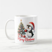 Modern White and Red Fun Pinguin Frohe Weihnachten Kaffeetasse (Links)
