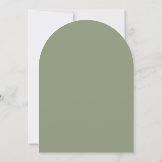 Modern White and Sage Green Simple Arch Wedding Einladung (Rückseite)