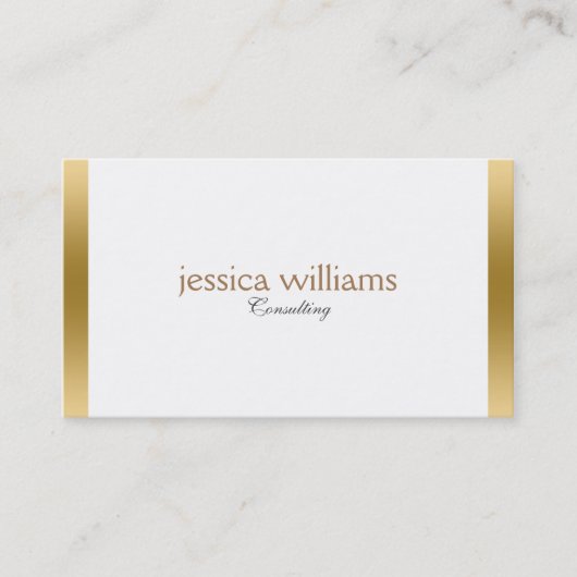 Modern White Background Gold Border Visitenkarte (Vorderseite)