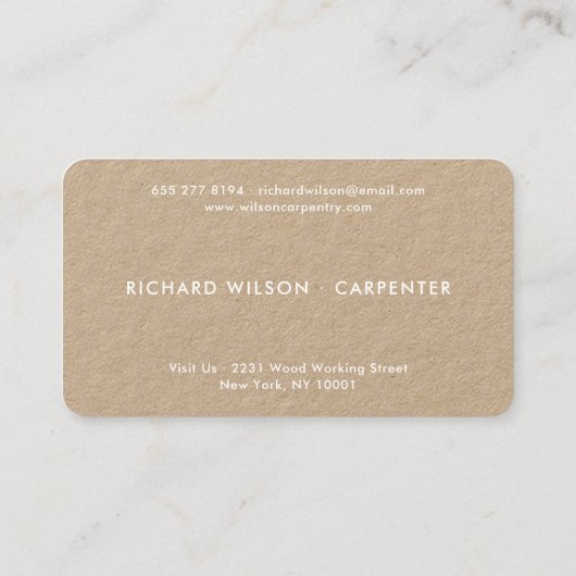 Modern white beruflicher Teppichschild Visitenkarte (Rückseite)