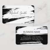 Modern White Black Brush Stroke Paint Visitenkarte (Vorne/Hinten)