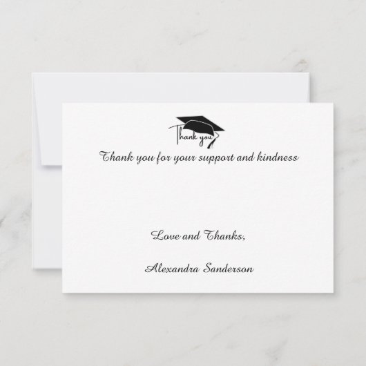 Modern White Black Gold Abschluss Dankeskarte (Rückseite)