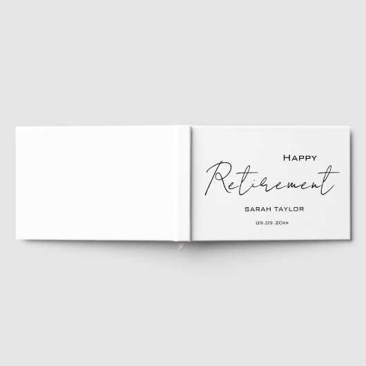 Modern White Black Happy Retirement Personalized  Gästebuch (Voll)