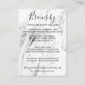 Modern White Black Marble Brows Aftercare Icon Visitenkarte (Rückseite)