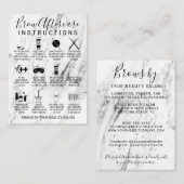 Modern White Black Marble Brows Aftercare Icon Visitenkarte (Vorne/Hinten)