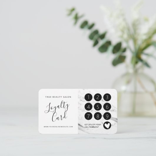 Modern White Black Marble Script Treuekarte (Stehend Vorderseite)