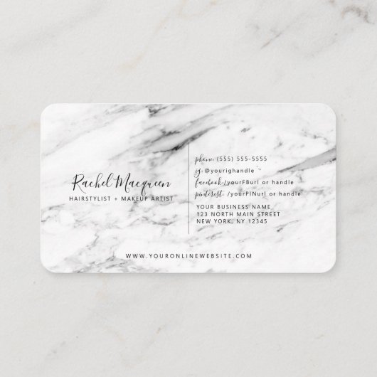 Modern White Black Marble Script Treuekarte (Rückseite)