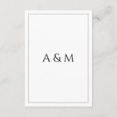 Modern white black minimalist wedding details begleitkarte (Rückseite)