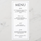 Modern white black minimalist wedding menükarte (Vorderseite)