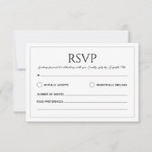 Modern white black minimalist wedding RSVP karte (Vorderseite)