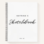 Modern White Black Minimalistisch Script Sketchboo Notizblock (Vorderseite)
