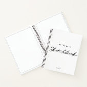 Modern White Black Minimalistisch Script Sketchboo Notizblock (Innenseite)