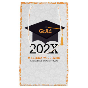 Modern White Black & Orange Abschluss 2016 Design Kleine Geschenktüte