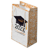 Modern White Black & Orange Abschluss 2016 Design Kleine Geschenktüte (Rückseite Schrägansicht)