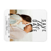 Modern White Black Save the Date Wedding Foto Magnet (Horizontal)