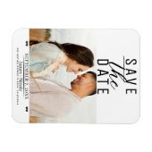 Modern White Black Save the Date Wedding Foto Magnet (Horizontal)