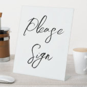 Modern White Black Script Bitte unterzeichnen Hoch Sockelschild (In Situ)