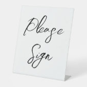 Modern White Black Script Bitte unterzeichnen Hoch Sockelschild (Vorderseite)