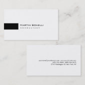 Modern White Black Simple Consultant Business Card Visitenkarte (Vorne/Hinten)