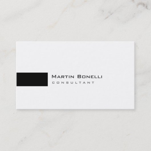 Modern White Black Simple Consultant Business Card Visitenkarte (Vorderseite)