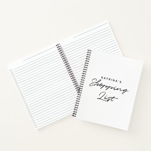 Modern White Black Simple Shopping List Notizblock (Innenseite)