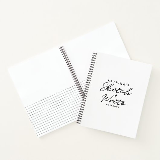 Modern White Black Simple Sketch & Linken Notizblock (Innenseite)