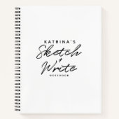 Modern White Black Simple Sketch & Linken Notizblock (Vorderseite)