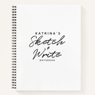 Modern White Black Simple Sketch & Linken Notizblock