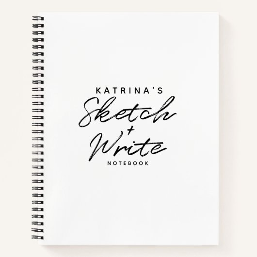 Modern White Black Simple Sketch & Linken Notizblock (Vorderseite)