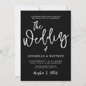 Modern White Black Simple Wedding Einladung (Vorderseite)