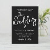 Modern White Black Simple Wedding Einladung (Stehend Vorderseite)