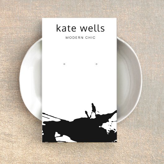 Modern White Black Spritzer Earring Display Card