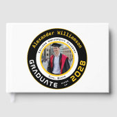 Modern White Black Yellow Graduation Photo Gästebuch (Vorderseite)
