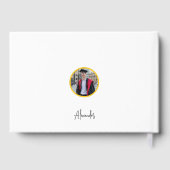 Modern White Black Yellow Graduation Photo Gästebuch (Rückseite)