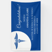 Modern White & Blue Caduceus Nurse Rn Abschluss Banner (Vertikal)