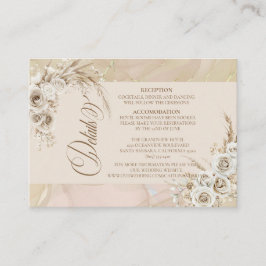 Modern White Boho Floral Arch Wedding Details Card Begleitkarte
