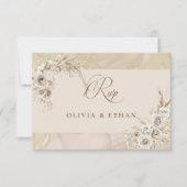 Modern White Boho Floral Arch Wedding RSVP Card (Vorderseite)