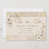 Modern White Boho Floral Wedding Save The Date Car (Vorderseite)