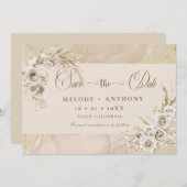 Modern White Boho Floral Wedding Save The Date Car (Vorne/Hinten)