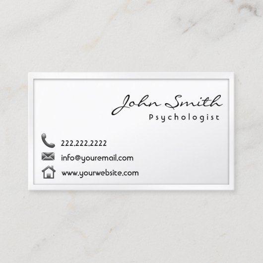 Modern White Border Psychologe Business Card Visitenkarte (Vorderseite)