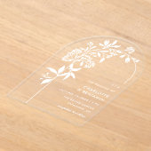 Modern White Botanical Arch Wedding Acryleinladungen (Ablage )