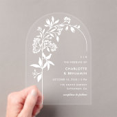 Modern White Botanical Arch Wedding Acryleinladungen (Insitu (Handheld))