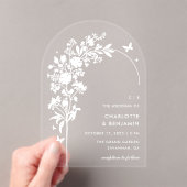 Modern White Botanical Butterfly Arch Wedding Acryleinladungen (Insitu (Handheld))