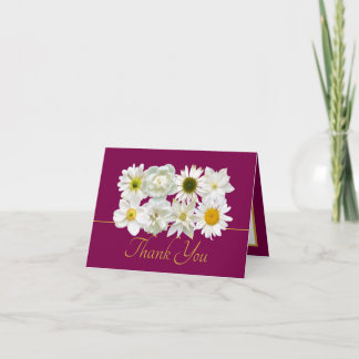 Modern White Botanical Flowers Elegant Thank You Karte